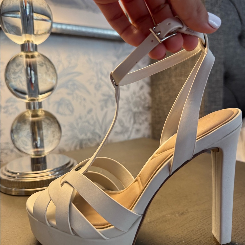 Aldo Cream Strappy Platform Heels